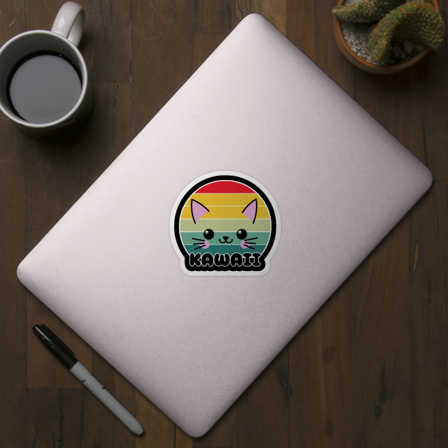 Kawaii Cat Face by Creatifly Graphic Tees